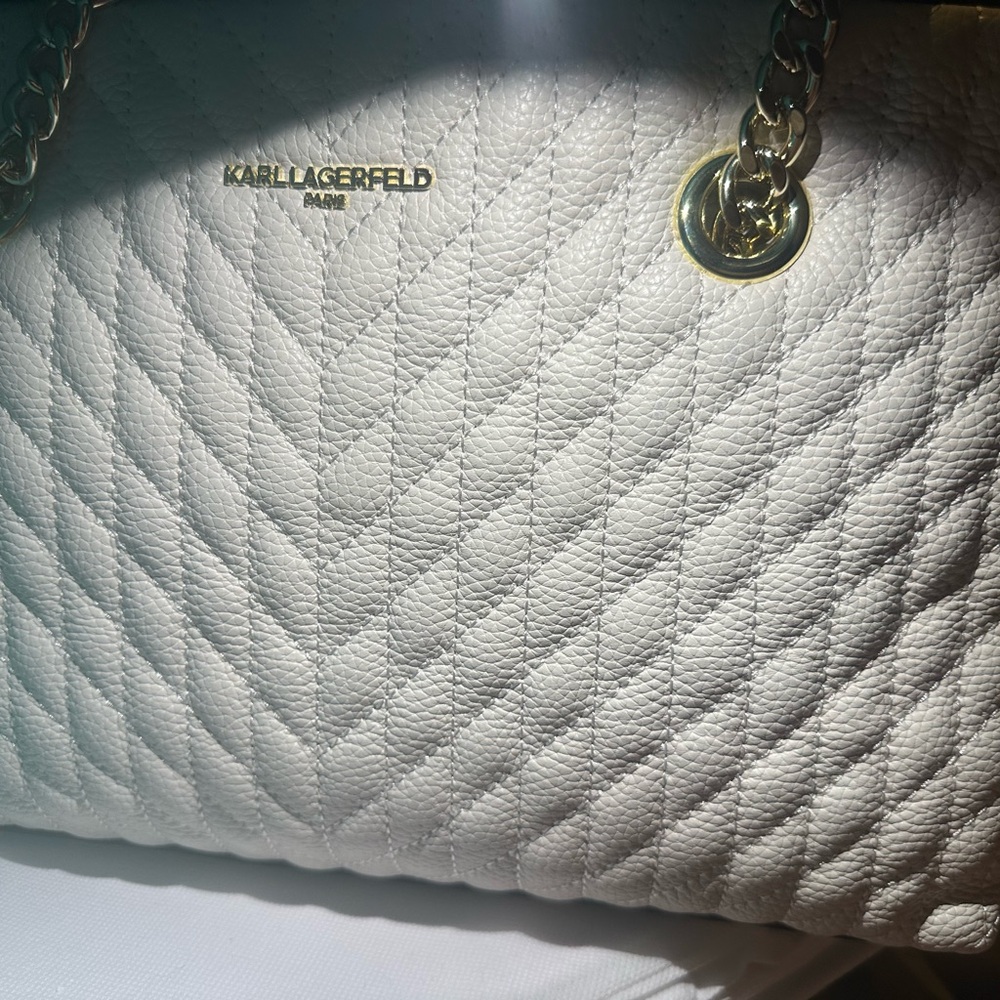 Karl Lagerfeld White Quilted Satchel
